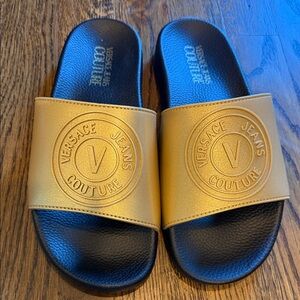 Versace Jeans Collection Gold and Black Sandals